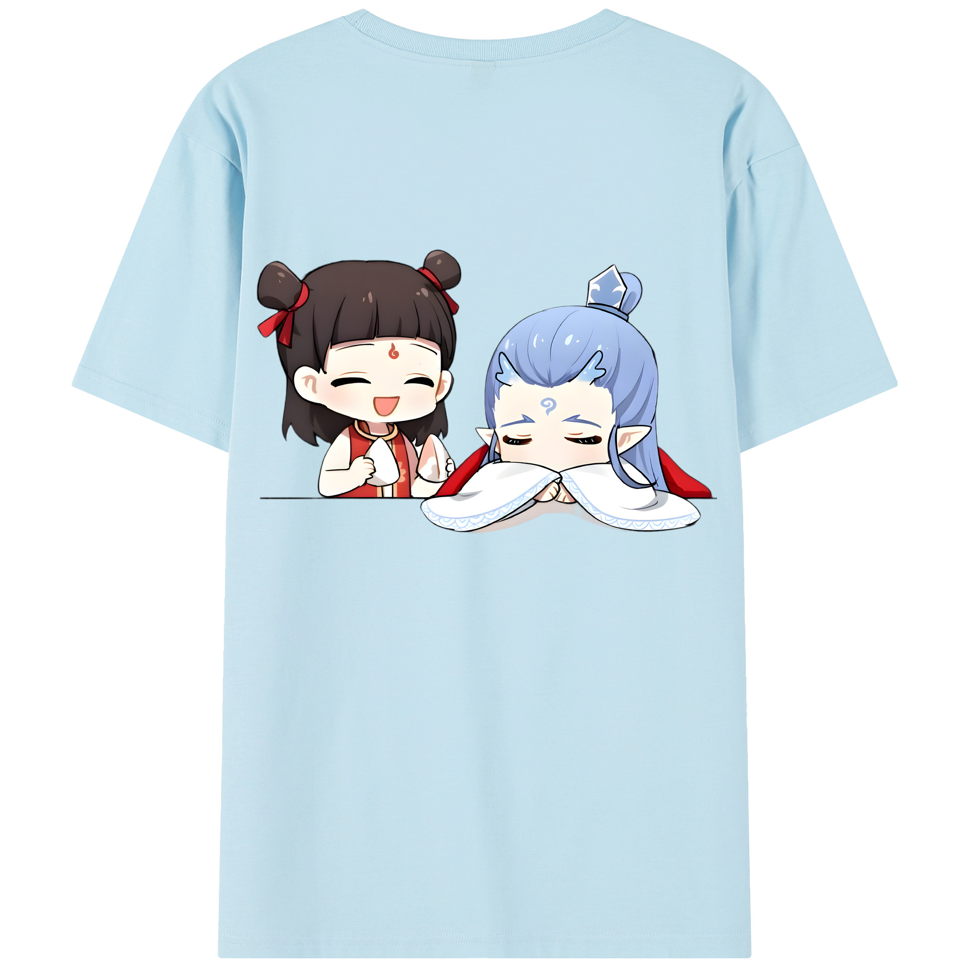 （画像用） Ne Zha 2 ナタ 魔童の大暴れ 綿100％半袖Tシャツ（背面プリント）
